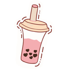 Cartoon cute hand draw bubble tea 3