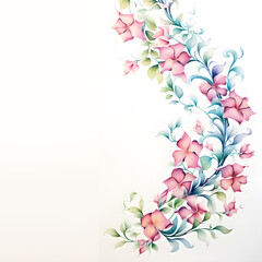 vines flowers watercolor, empty greeting card vector template  illustration on empty background