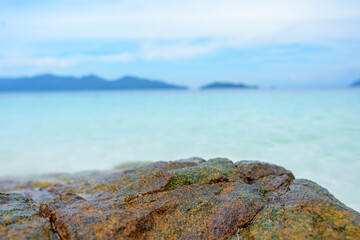Empty stone table on the background of sea