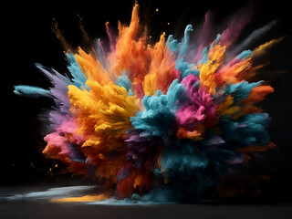 Explosion of colored powder on a black background
