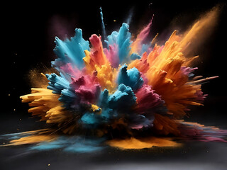 Explosion of colored powder on a black background
