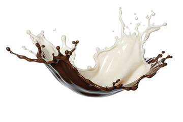 Image of dark and white chocolate splash isolated on transparent background
