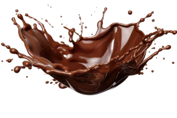Rolgordijnen Image of dark and white chocolate splash isolated on transparent background © Atchariya63