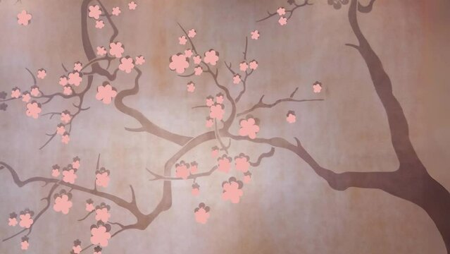 cherry blossom sakura, fallen pink flowers, motion graphic