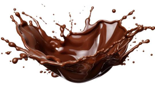 Image of dark and white chocolate splash isolated on transparent background