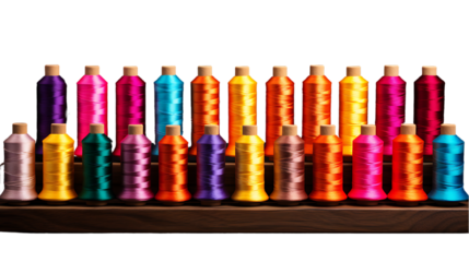Colorful Sewing Spools on White Transparent Background Isolated on Transparent or White Background, PNG