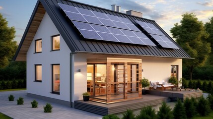 solar panels in front of house generated by AI 