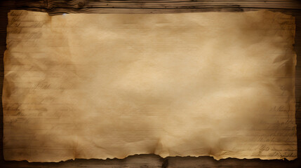 old paper sheet over rustic wooden background. generative AI.