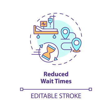 2D editable multicolor reduced wait times icon, simple isolated vector, medical tourism thin line illustration.