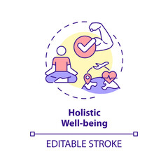 2D editable multicolor holistic wellbeing icon, simple isolated vector, medical tourism thin line illustration.