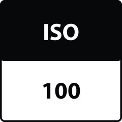 ISO 100 camera icon set. Vector isolated illustration. 100 Iso symbol