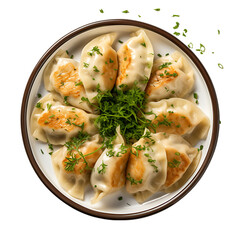 Top View of Traditional Russian Pierogi Isolated on Transparent or White Background, PNG