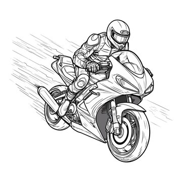 Karla man flying on a pacing motorcycle Vector illustration art