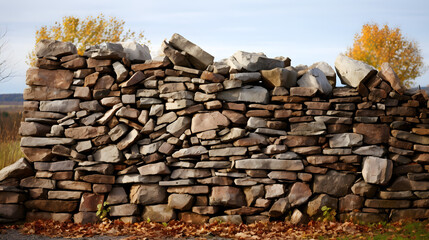 piled stone wall. generative AI.