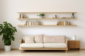 White living sofa interior modern furniture wall room home apartment floor design