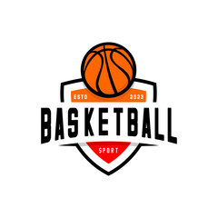 basketball logo with shield background