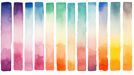 Hand-drawn Watercolor Swatches on Transparent Background Isolated on Transparent or White Background, PNG