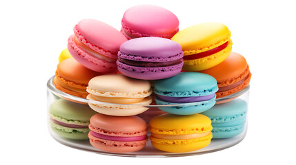 Fototapeta na wymiar Rainbow-Colored Macarons on Transparent Background Isolated on Transparent or White Background, PNG