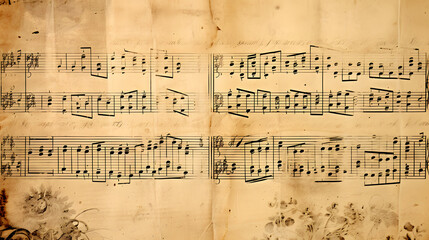 Vintage Paper Music Sheet. generative AI.