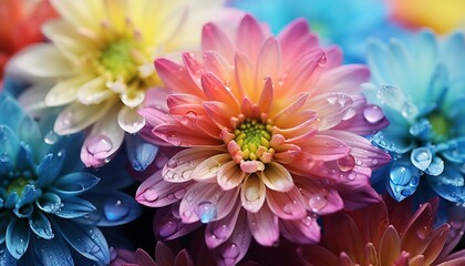 Colorful chrysanthemum flower macro shot