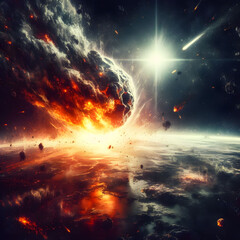 Obraz na płótnie Canvas asteroid hitting earth
