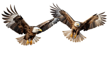 Majestic Eagles Soaring on Transparent Background Isolated on Transparent or White Background, PNG