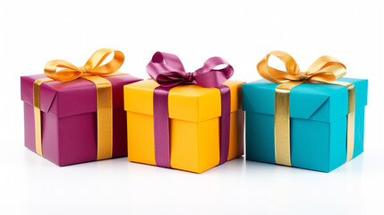 Fototapeta premium A set of gift boxes, holiday presents isolated on white