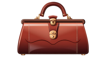 Classic Leather Briefcase on White Background Isolated on Transparent or White Background, PNG