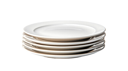 Stack of White Dinner Plates on Transparent Background Isolated on Transparent or White Background, PNG