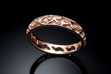3D rose gold wedding band ring. Generative AI