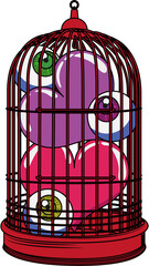 カラフル鳥かご（colorful  birdcage）(PNG)