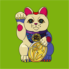 カラフル招き猫（colorful beckoning cat）(ai)