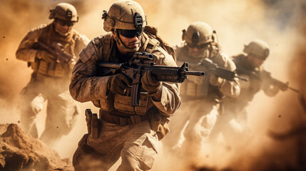 Special Forces team on the battlefield - Powered by Adobe