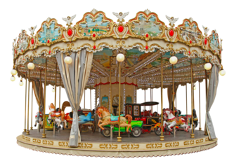 Carrousel ancien avec chevaux de bois