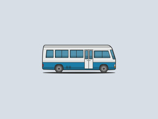 illustration of white bus van minibus isolated on white background retro vintage classic bus model