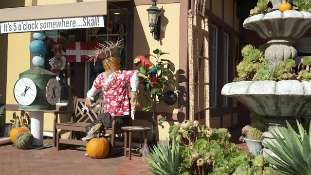 Solvang, a city in southern California's Santa Ynez Valley with Danish-style architecture at Halloween time