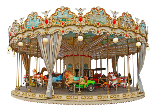 Carrousel ancien avec chevaux de bois