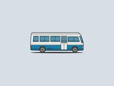illustration of white bus van minibus isolated on white background retro vintage classic bus model