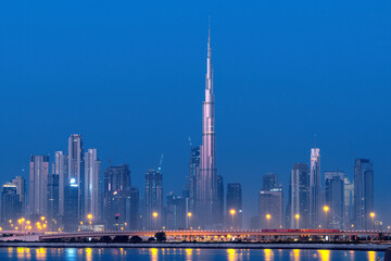 Dubai Marina symbol of Jumeirah beach and Dubai city, United Arab Emirates