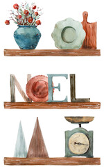 PNG watercolor set with cozy home items. - 668051523