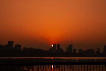 The Romantic Sunset of Xinglong Lake in Tianfu New Area, Chengdu