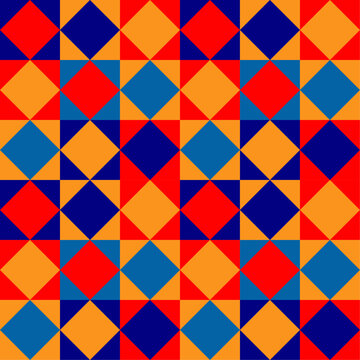 Vector de formas geométricas con cuadrados y rombos de multiples colores para fondo, posters, azulejos o portada.