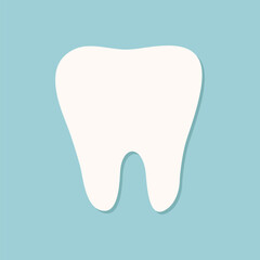 Healthy White Tooth icon. Teeth dentist sign symbol. Oral dental health hygiene. Whitening concept. Children teeth care. Flat design. Blue background. Isolated.