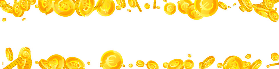 European Union Euro coins falling. Scattered gold