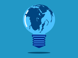 World map in light bulbs isolated on background vector illustration