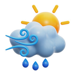 Drizzling Weather 3D Icon Transparent Background For UI/UX