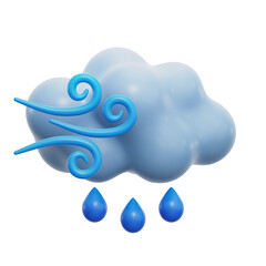 Drizzling Weather 3D Icon Transparent Background For UI/UX