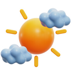 Sunny Weather 3D Icon Transparent Background For UI/UX