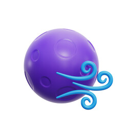 Windy Night Weather 3D Icon Transparent Background For UI/UX