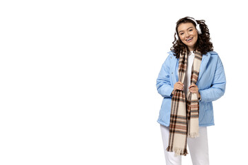 PNG, girl in warm clothes, isolated on white background.